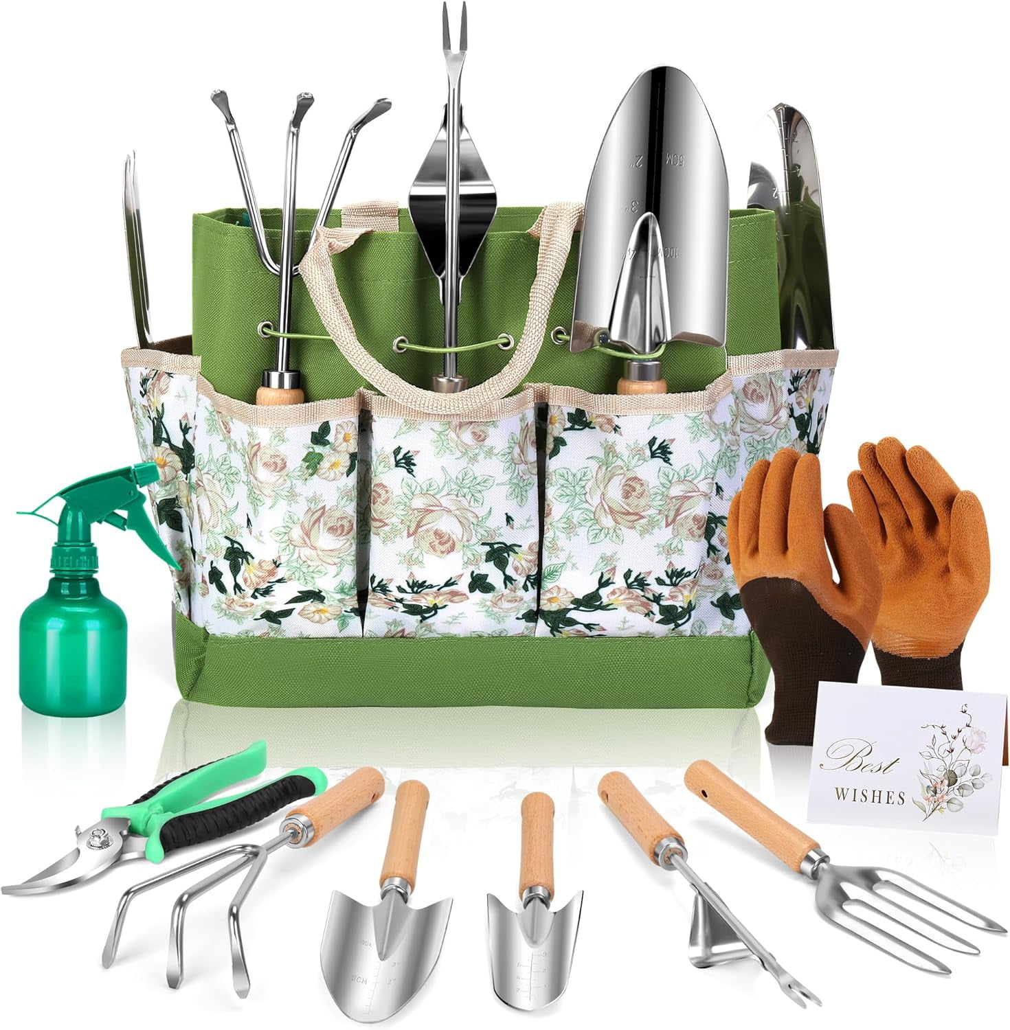 Garden Tools Set 10-Piece, Heavy Duty Stainless Steel Garden Hand Tools ...
