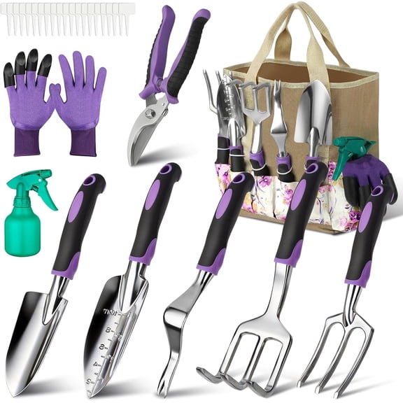 Garden Tools Set 83 Piece, Succulent Tools Set Included, Heavy Duty Aluminum Gardening Tools for Gardening, Non-Slip Ergonomic Handle, Durable Storage Tote Bag, Gifts for Men Women