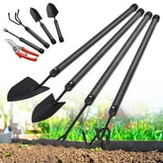 Garden Tools Set with Extension Handles, Heavy-Duty Steel Thick Gardening Hand Tools,5 Pieces