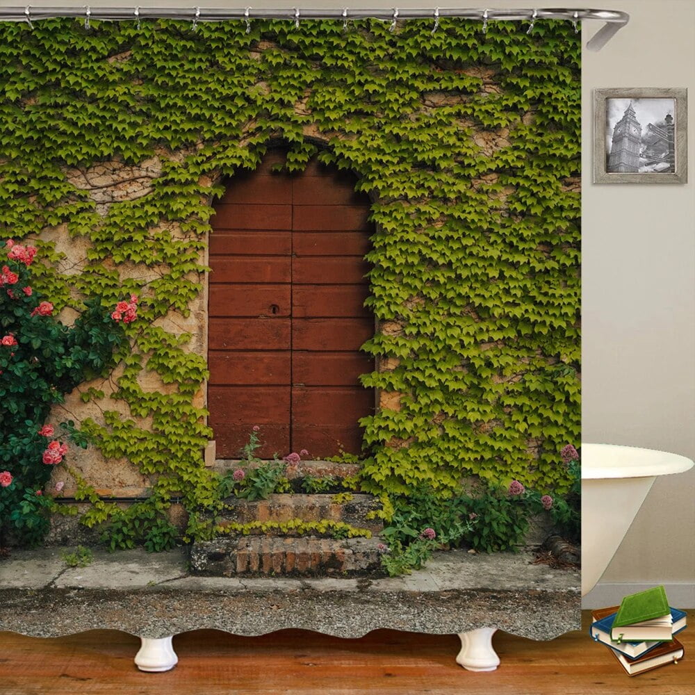 Garden Town Flower Scenery Shower Curtain Fabric Bathroom Waterproof ...