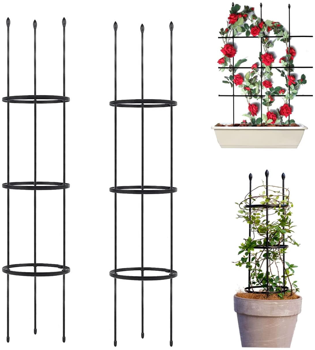 Garden Trellis,2 Pack Plant Trellis,2 in 1 Tomato Cages and Supports for Vines Crop,Plant Stake for Climbing Plants Indoor Outdoor,Plant Cage for Flower,Vegetable,Vines, Pot Trellis for Potted Plants