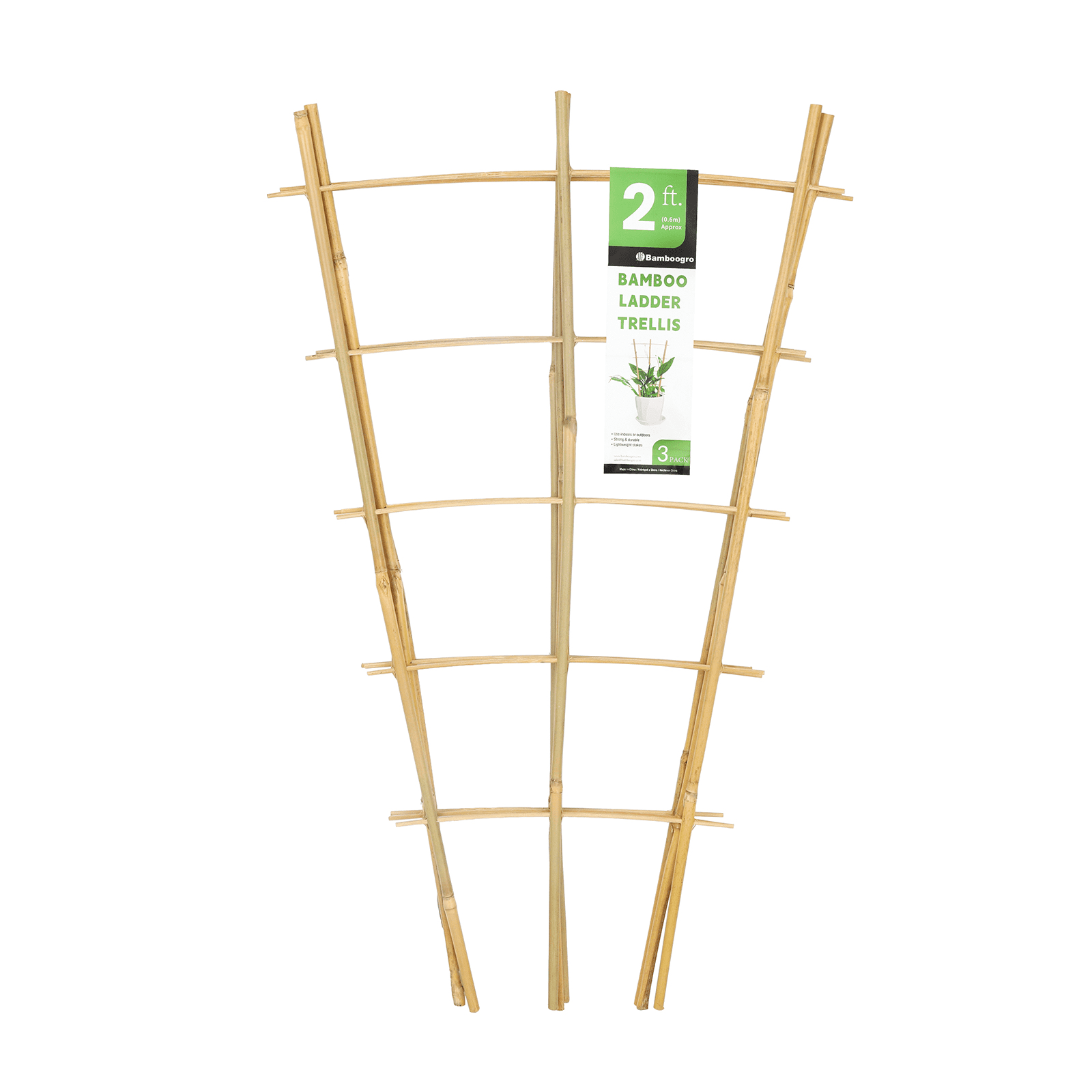 Garden Trellis 24 Inch, 6 Pack Plant Trellis 2FT for Climbing Plants, Vines, Vegetables, Flowers, Potted Plants, Natural Bamboo Indoor Outdoor Support