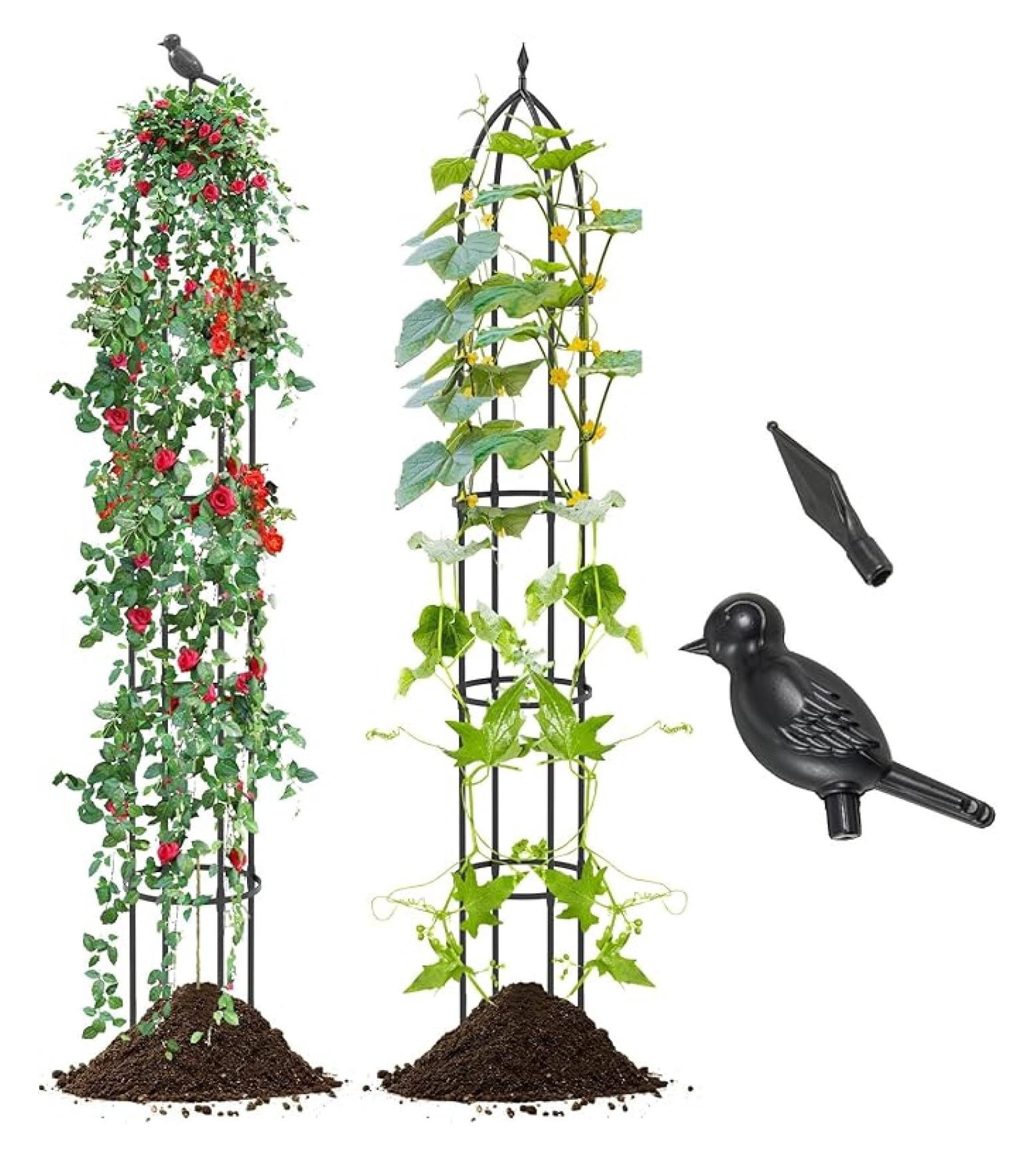 Garden Trellis for Climbing Plants, 78” Tall Metal Obelisk Trellis w/Adjustable Height, Gloves, Cable Ties, 2 in 1 Plant Cages & Supports for Flowers, Vegetables, Vines Indoor Outdoor