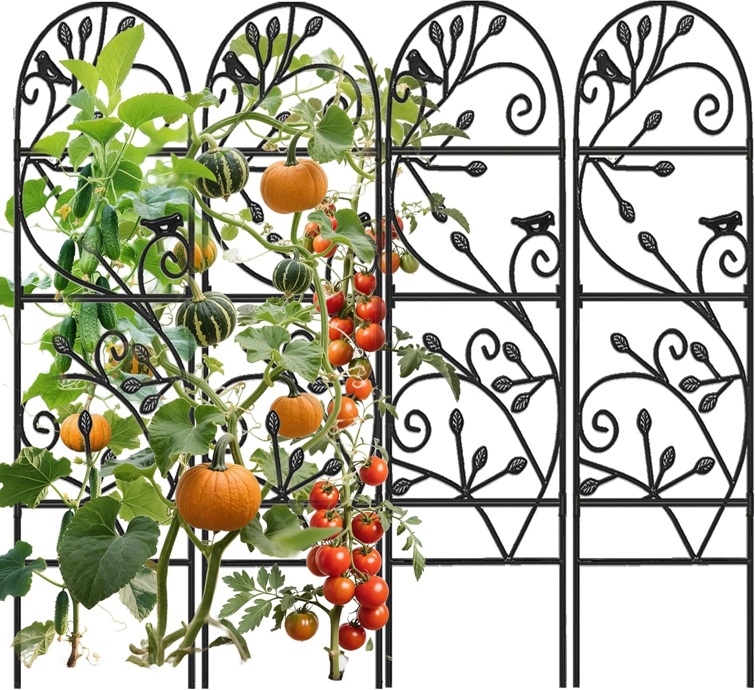 Garden Trellis for Climbing Plants Rustproof Black Iron Plant Trellis Potted Vines Vegetables Flowers Patio Metal Wire Lattices Grid Panels for Ivy Cucumbers Clematis