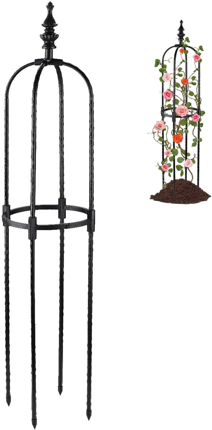 Garden Trellis,Garden Arch Trellis,Trellis for Potted Plants,Garden Accessory for Vines, Roses, and Vegetables,Fit for Greenhouse Cultivation, Patio Decorations,Plant Trellis(Black, 3 ft Tall)