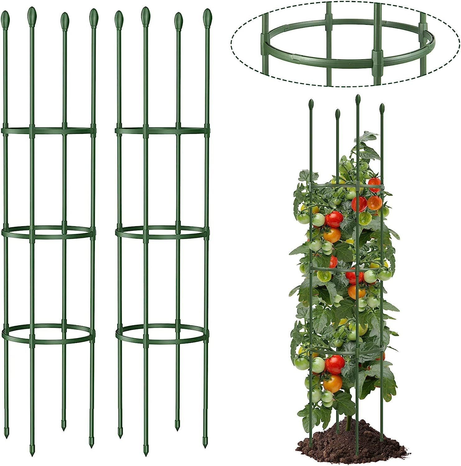 Garden Trellis, Tomato Cage Tall Plant Support Climbing Vines Flowers Stands Cucumber Trellis Plant cage(Tall 55.1 inches，2 Pack)