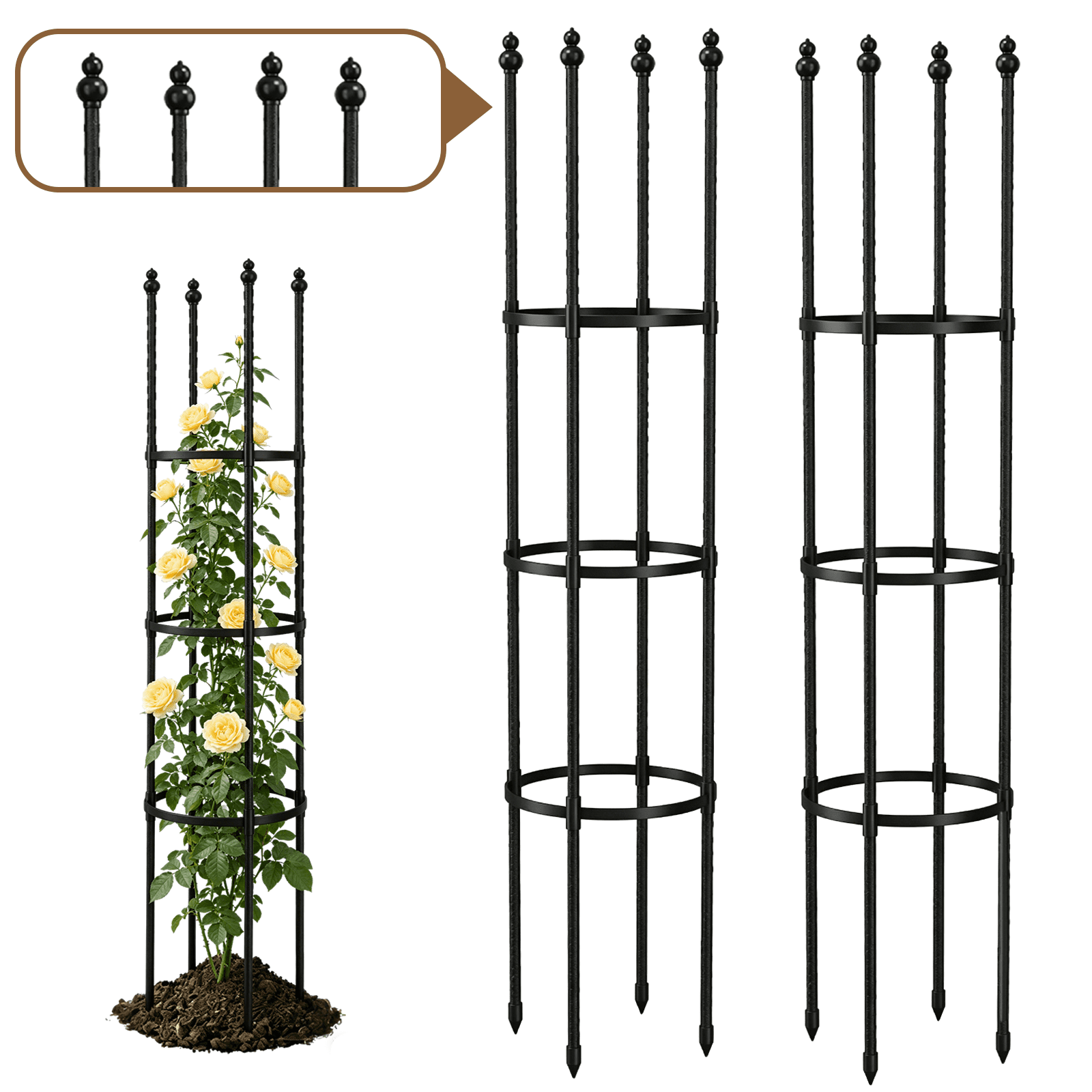 Garden Trellis, Tomato Cage Tall Plant Support Climbing Vines Flowers Stands Cucumber Trellis Plant cage(Tall 59 inches，2 Pack)