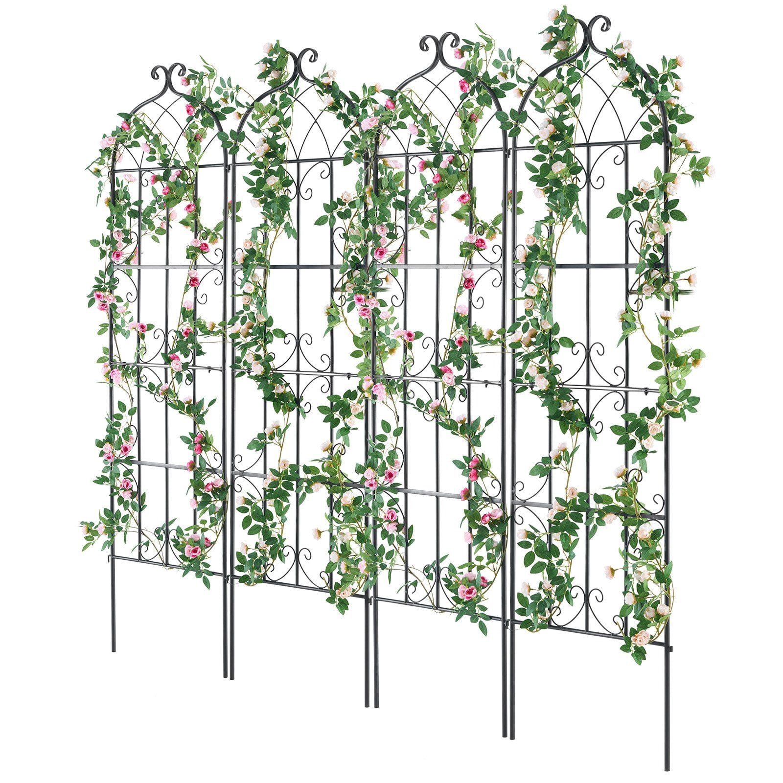 Garden Trellis for Climbing Plants, 4-Pack 71"x20" Outdoor Rustproof Metal Arch Trellis for Cucumber, Tomato, Pea Vine Support