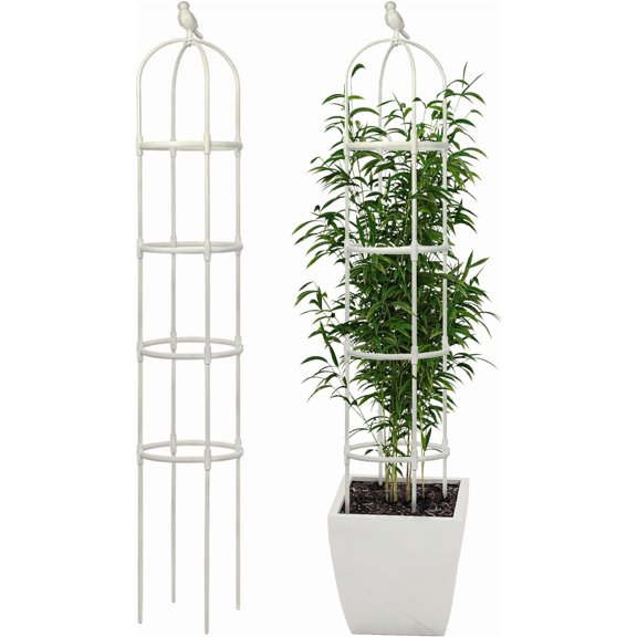 Garden Trellis for Climbing Plants, Rustproof Metal Pipe with Heavy Duty 6ft, Garden Outdoor Indoor Potted Plant SupportWhite