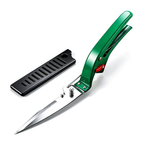 Garden Trimming Shears Manual Yard Tool, Hand Guided Use, Manganese Steel Cutter, Spring Return Structure, Cover Include