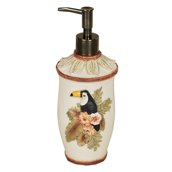 Garden Tropics Cockatoo and Toucan Tropical Bird Bathroom Refillable Lotion Soap Dispenser