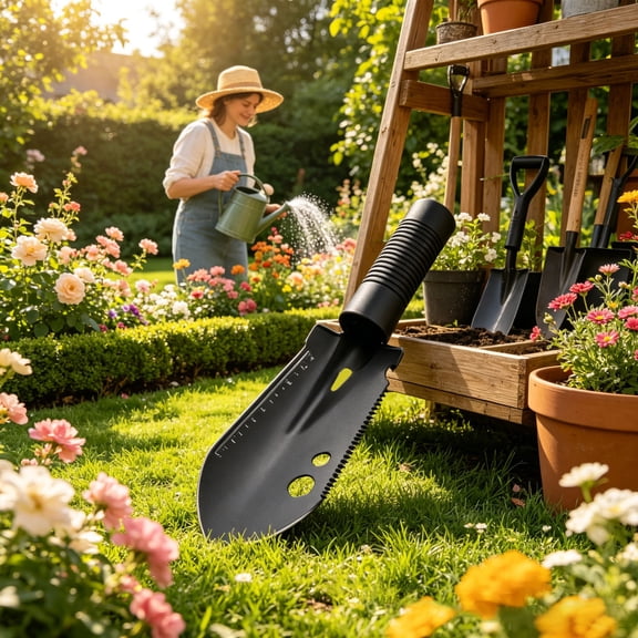 Garden Trowel Hand Shovel for Digging Planting Weeding Portable Mini Camping Shovel Iron Transplanter for Gardening Outdoor Hiking Yard Work Flower Beds Raised Beds Lightweight Compact Hand Tool