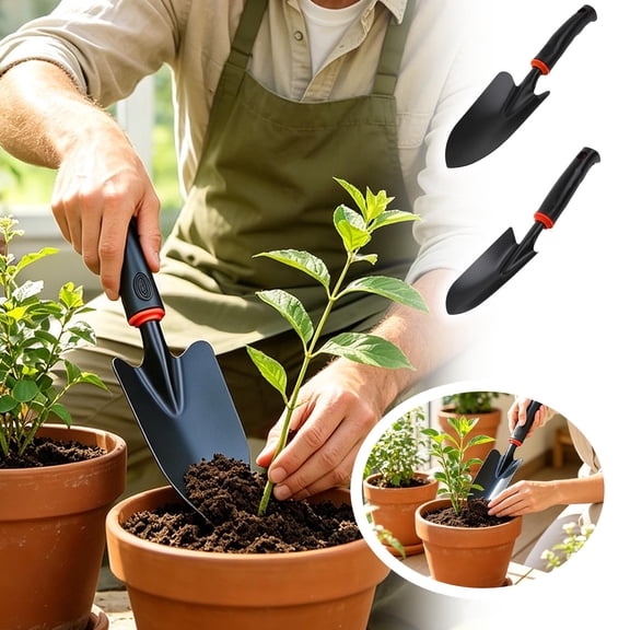 Garden Trowel With Non Slip Grip Carbon Steel Hand Shovel For Digging Transplanting Outdoor(Black-31X8.5Cm)