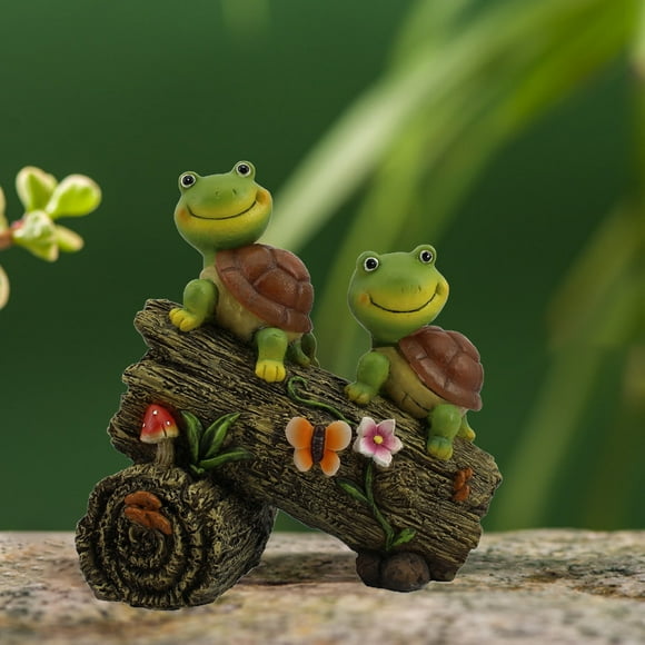 Garden Turtle Figurines Outdoor Decorations, Solar Powered Sweet Frog Face Turtles Resin Statue with 4 LED Lights, Garden Art Spring Fall Winter Christmas Decor for Patio Lawn Yard Clearance!