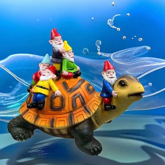 Garden Turtle Resin Handicraft Turtle Figurine Tortoise Statue Outdoor Decor Dwarf Sitting on Turtle