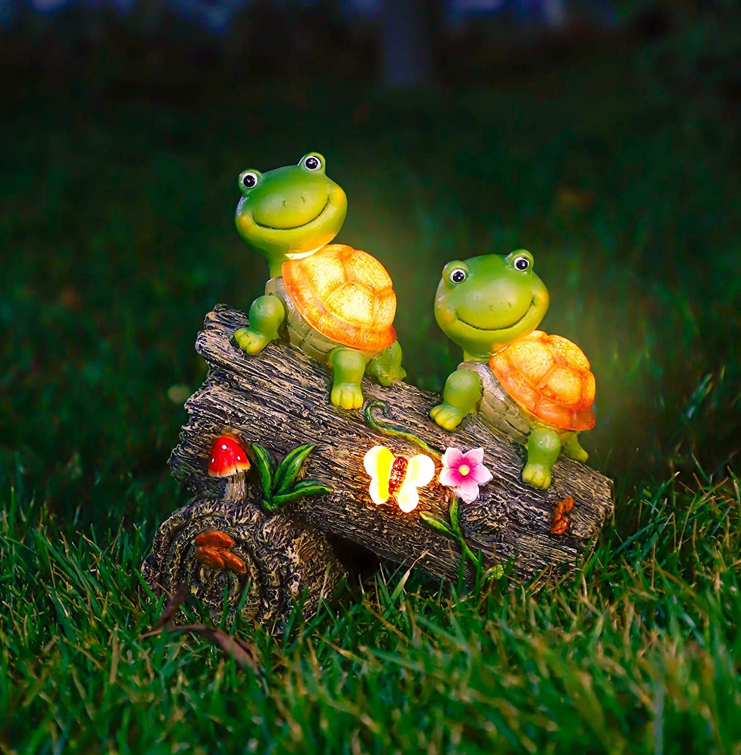 Large Solar Garden Resin Turtle Figurines with LED Lights
