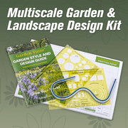 Garden Tutor Multiscale Garden & Landscape Design Kit, 12-Inch Flexible Curve Ruler, 40-Sheet Graph Paper, 2 Translucent Yellow Stencils