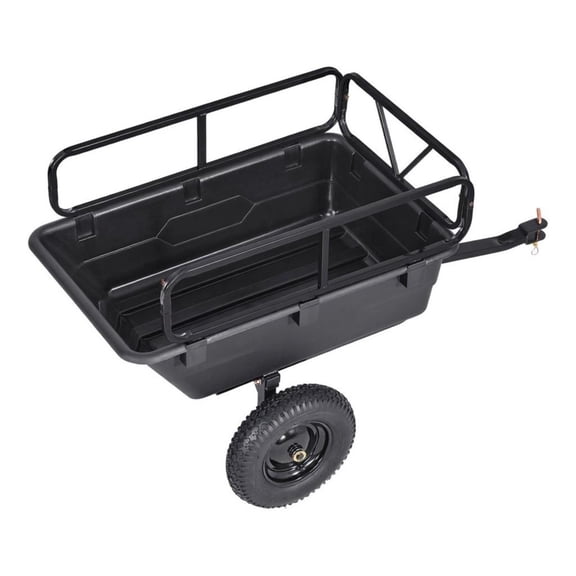 Garden Utility Dump Cart, 10 Cu. Ft 500 Lbs Tow Behind Poly Trailer, 16 Inch Tires for Lawn Mower Tractor ATV UTV Yard Waste