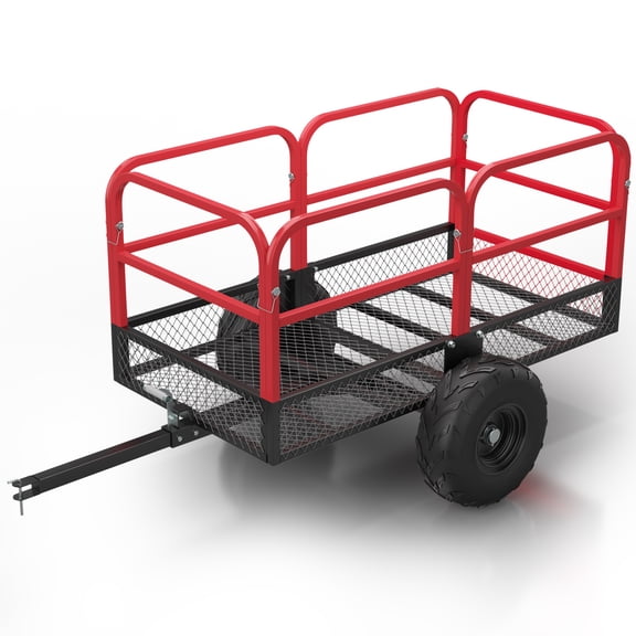 Garden Utility Trailer, 1700Lbs 17 Cu.Ft ATV UTV Trailer Tow Behind Dump Cart with Removable Sides, Rear Hitch & Convenient Handle, Outdoor Lawn Mower Cart for Tractor