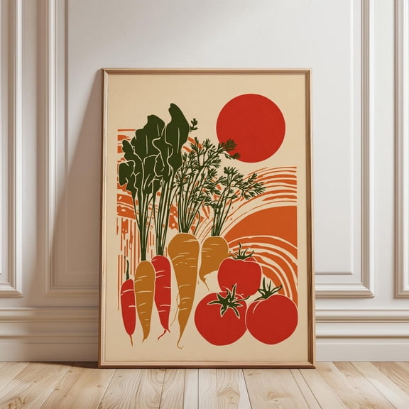 Garden Vegetable Multicolour Illustration Kitchen Wall Art Print Unframed Paper Print