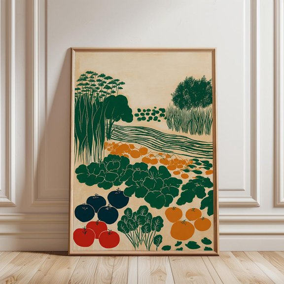 Garden Vegetable Poster, Multicolour Illustration Art UNFRAMED PAPER POSTER, Home Decor