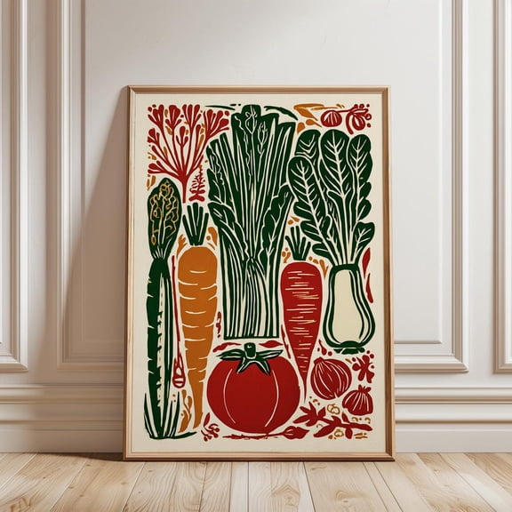 Garden Vegetable Poster, Multicolour Illustration Art UNFRAMED PAPER POSTER, Home Decor
