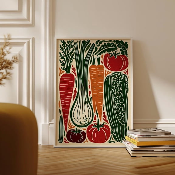 Garden Vegetable Poster, Multicolour Illustration Art UNFRAMED PAPER POSTER, Home Decor