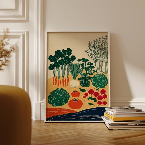 Garden Vegetable Poster, Multicolour Illustration Art UNFRAMED PAPER POSTER, Home Decor