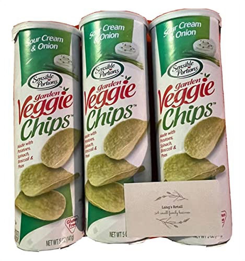 Garden Veggie Chips Sour Cream and Onion Chips, Pack of 3, Bundled with