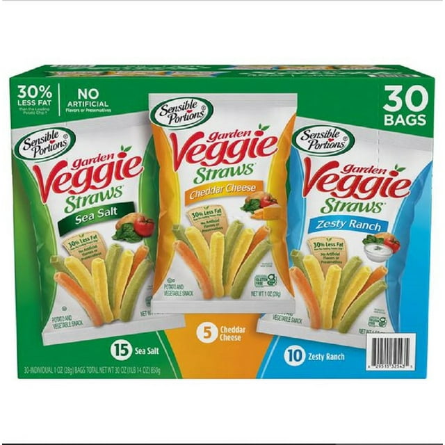 Garden Veggie Snack Straws Shape Chips Variety Pack, 30 Count