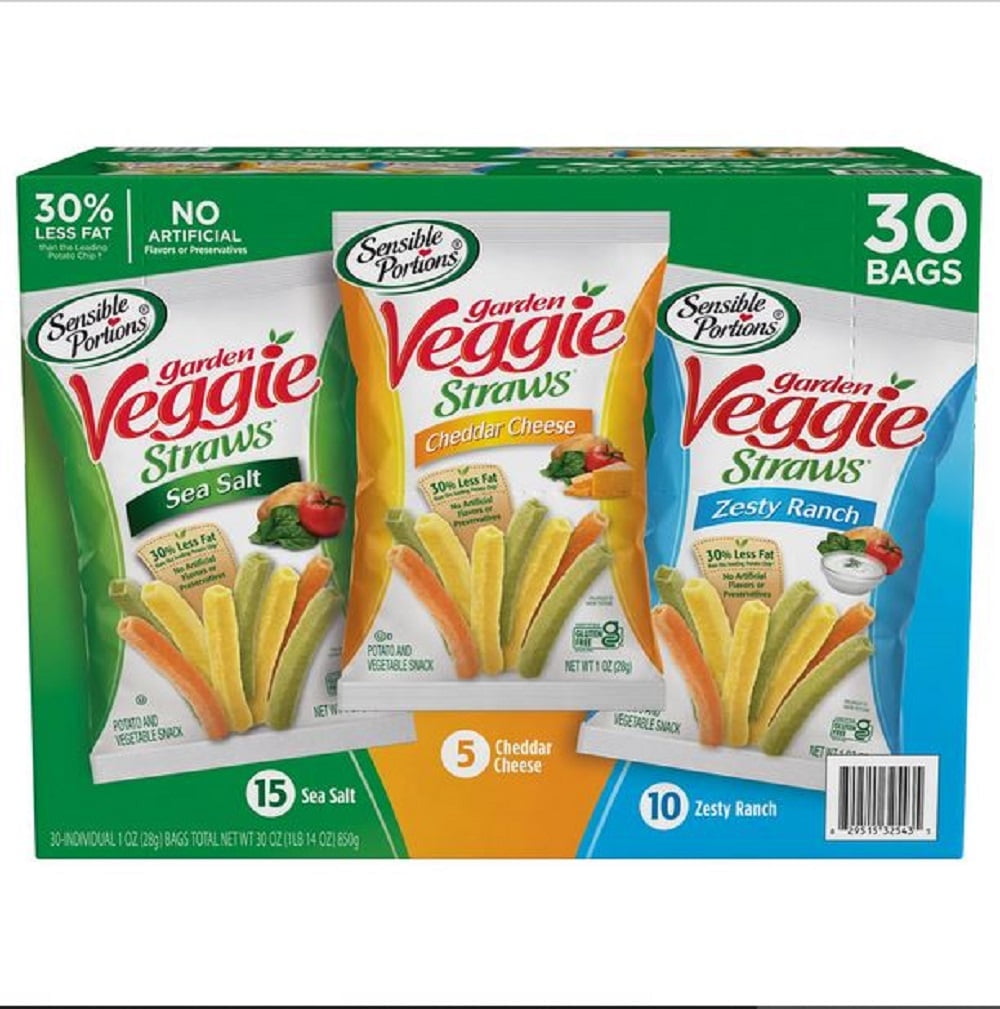 Garden Veggie Snack Straws Shape Chips Variety Pack, 30 Count