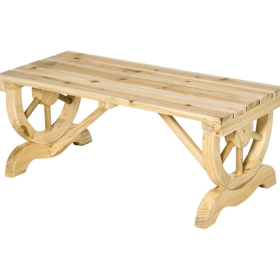 Garden Wagon Wheel Bench | For Backyard and Walkway | Built with Strong Wood | Comfortable for Two