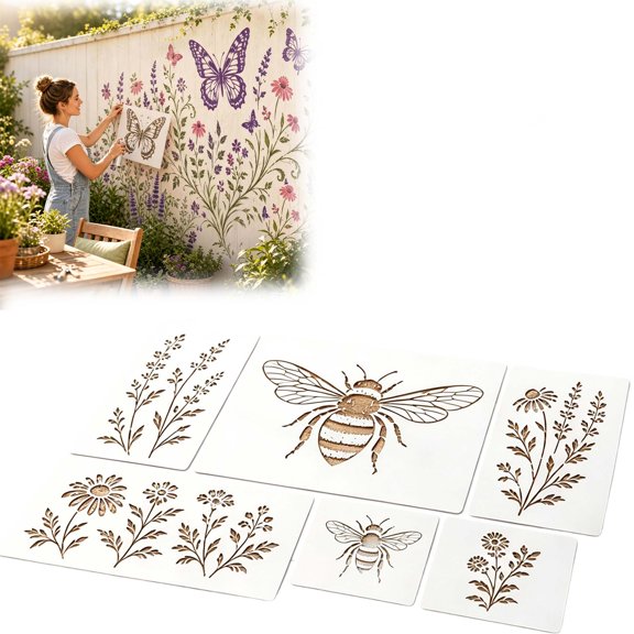 Garden Wall Stencil Kit – Reusable DIY Painting Templates (#B)