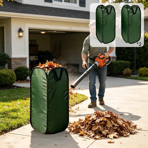 Garden Waste Bag,Spring Open Leaf Collector,Reinforced Handle Foldable Yard Debris Storage for Outdoor Lawn Seasonal Yard Cleaning(Green)