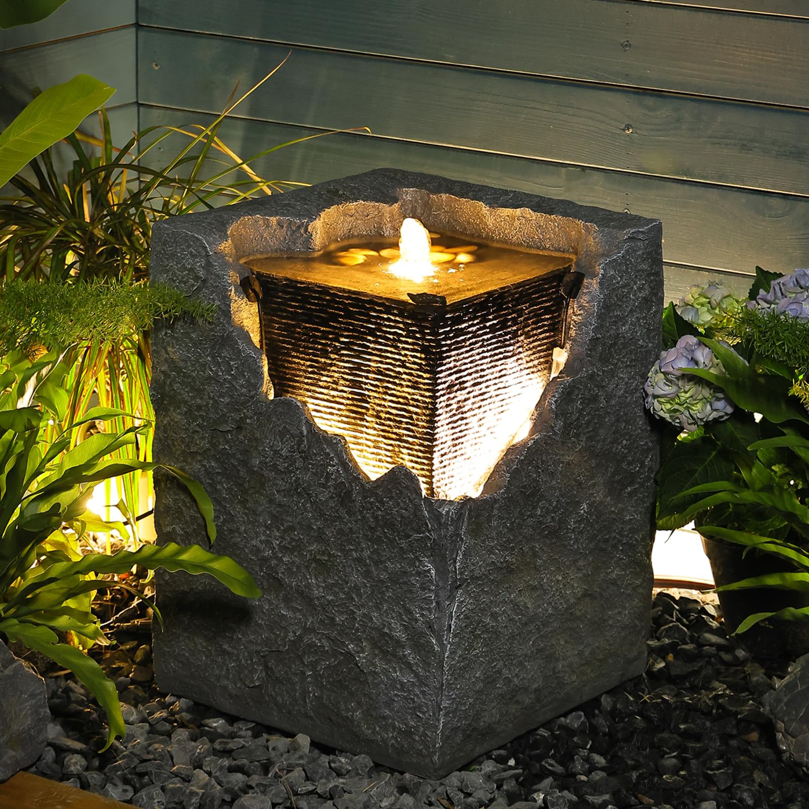 Garden Water Fountain Outdoor Freestanding Fountains Cascading Floor