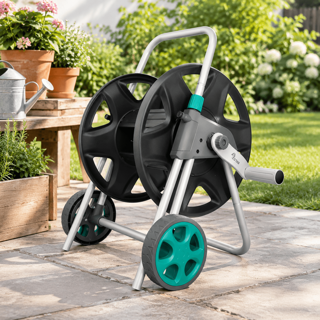Garden Water Hose Reel Cart, Holds 80 Feet of 5/8 Inch Pipe, 2-Wheel ...
