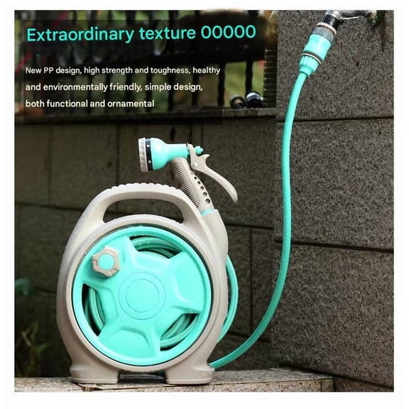 Garden Watering Household 20m Hose Car Handheld Wall-Mounted Multifunctional Flower Sprinkler Water Gun Watering Hose Car (Green)