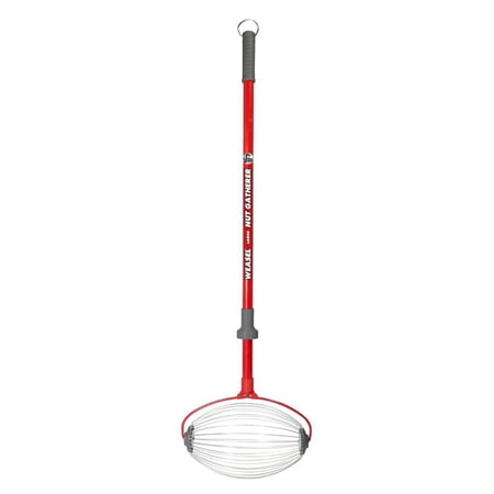 Garden Weasel Nut Gatherer - Large Carbon Steel, Adjustable Handle - 47.5 Inch Height, Red