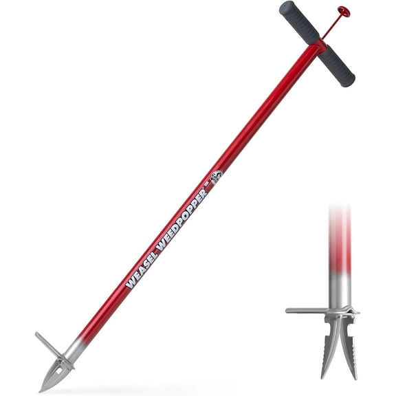 Garden Weasel WeedPopper Step & Twist - Long Handle | Easy Weeding and Puller Stand Up Tool | Dandelion and Crabgrass Remover, Heavy Duty Lawn Care | 95204