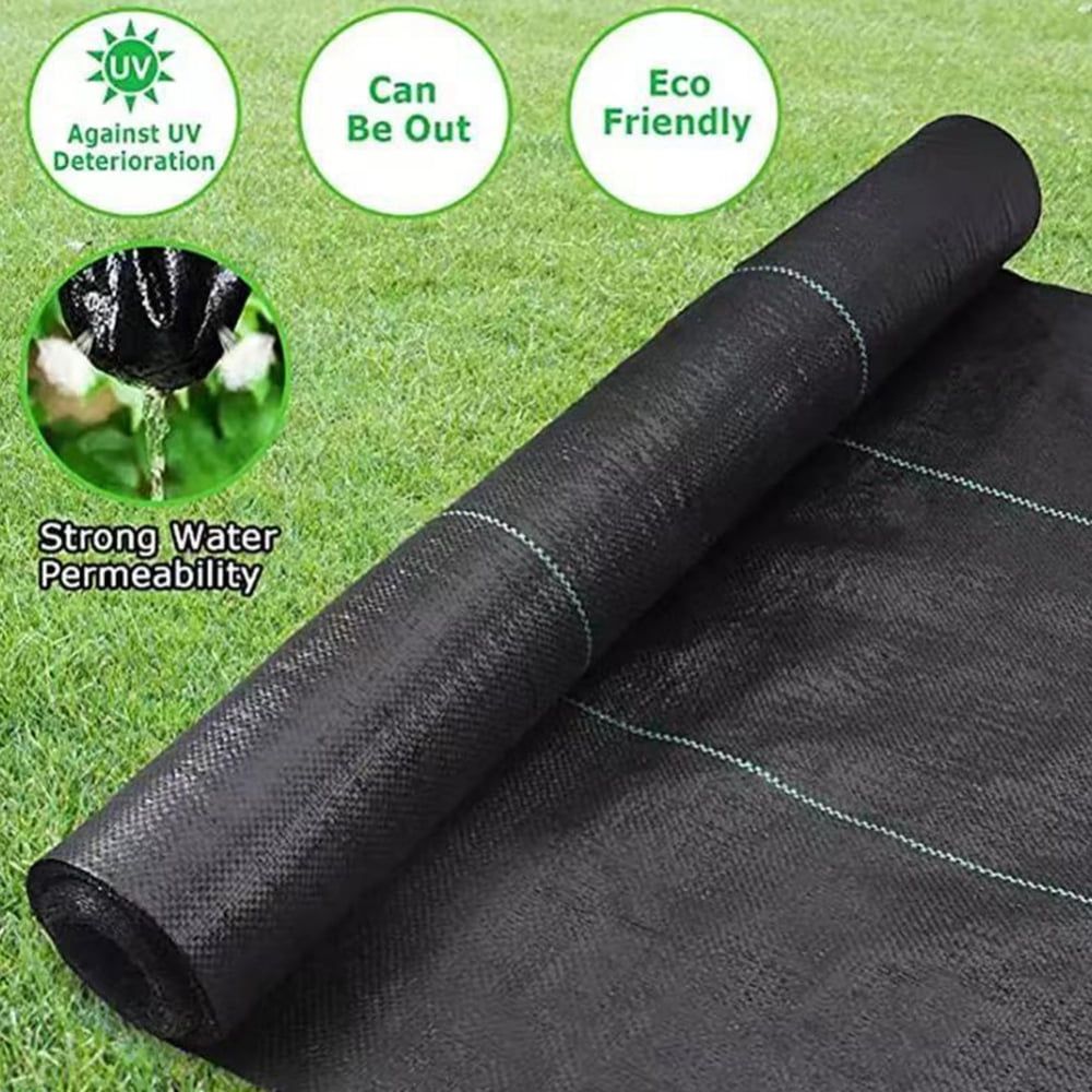 Garden Weed Barrier Landscape Fabric,9.8ft x 5ft Weed Block Fabric Heavy Duty ,Woven Mulch for Landscaping Ground Cover Weed Control Fabric, Black Garden Bed Liner