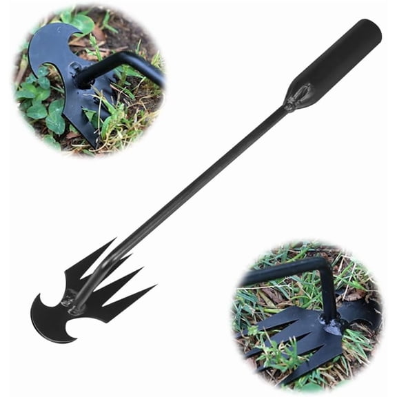 Garden Weed Pulling Tool Uprooting Weeding Tool, Multifunctional Weeder Puller Tool with 4 Teeth, Portable Uprooting Tool for Pain-Free Weeding
