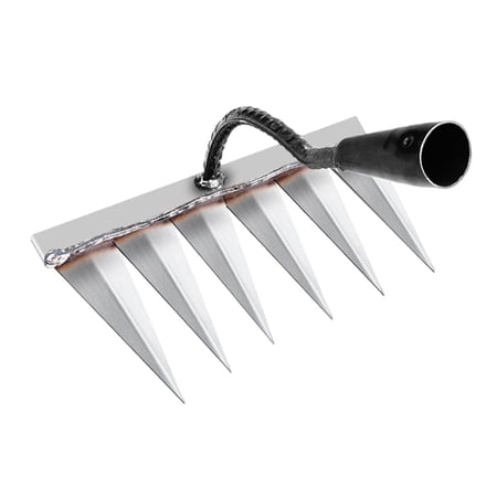 Garden Weeding Rake Gardening Hoe Loosening Soil Rake Grasping Raking Heavy Duty Weeding Removal Rake Garden Hand Rake for Lawn, Mulching 6 Tines