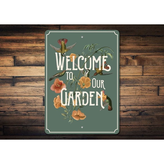 Garden Welcome Novelty Decor, Metal Wall Sign - 10x14 Inches