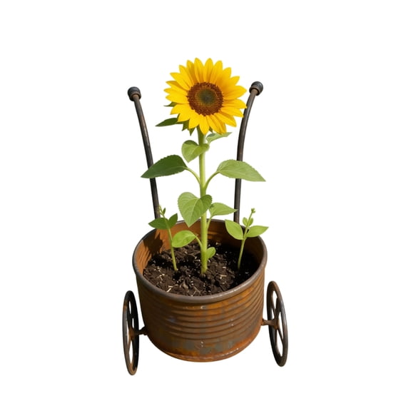 Garden Wheelbarrow Planter Rustic Metal for Outdoor Patio Decoration