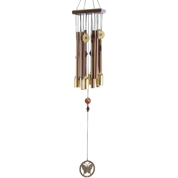 Garden Wind Chimes 27.54 Inches Chinese Traditional Retro Butterfly Bronze Aluminum Tube Chimes Outdoor Vintage Wind Catcher for Garden Patio Balcony Hanging Decoration Accessories Saddle Brown 1pc