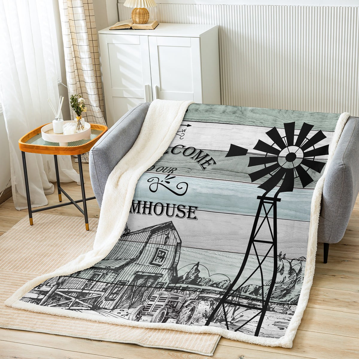 Rustic Country Throw Blanket With Fringes photo