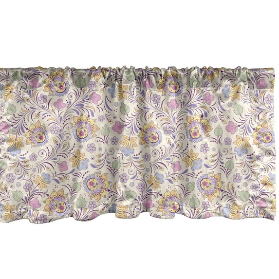 Ambesonne Garden Valance Pack of 2, Pastel Spring Nature, 54"X12", Multicolor