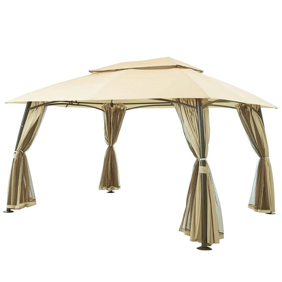 Garden Winds 10 ft x 13 ft RipLock Canopy Gazebo, Beige water resistant replacement canopy