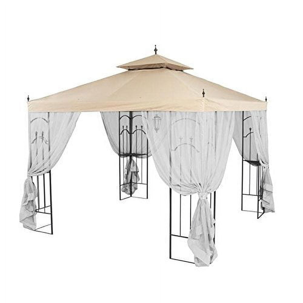 Beige Whisper 10' x 10' RipLock 350 Gazebo Canopy with Netting