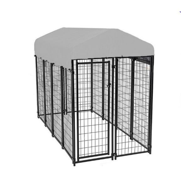 Garden Winds Custom Fit Replacement Canopy Top Cover Compatible with The BestPet 8 x 4 x 6 Outdoor Dog Kennel Playpen Crate - Upgraded Performance RipLock 350 Fabric - Slate Gray